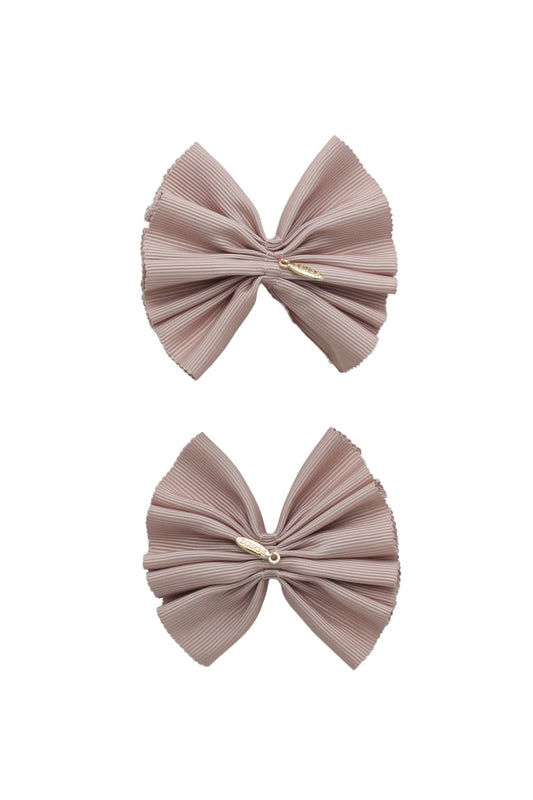 Pleated Palm Piggies Clip Set - Taupe Vanilla