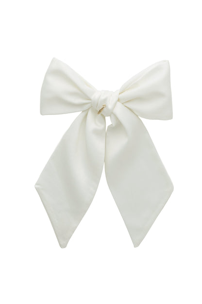 Prima Viscose Bow Clip - Dove White