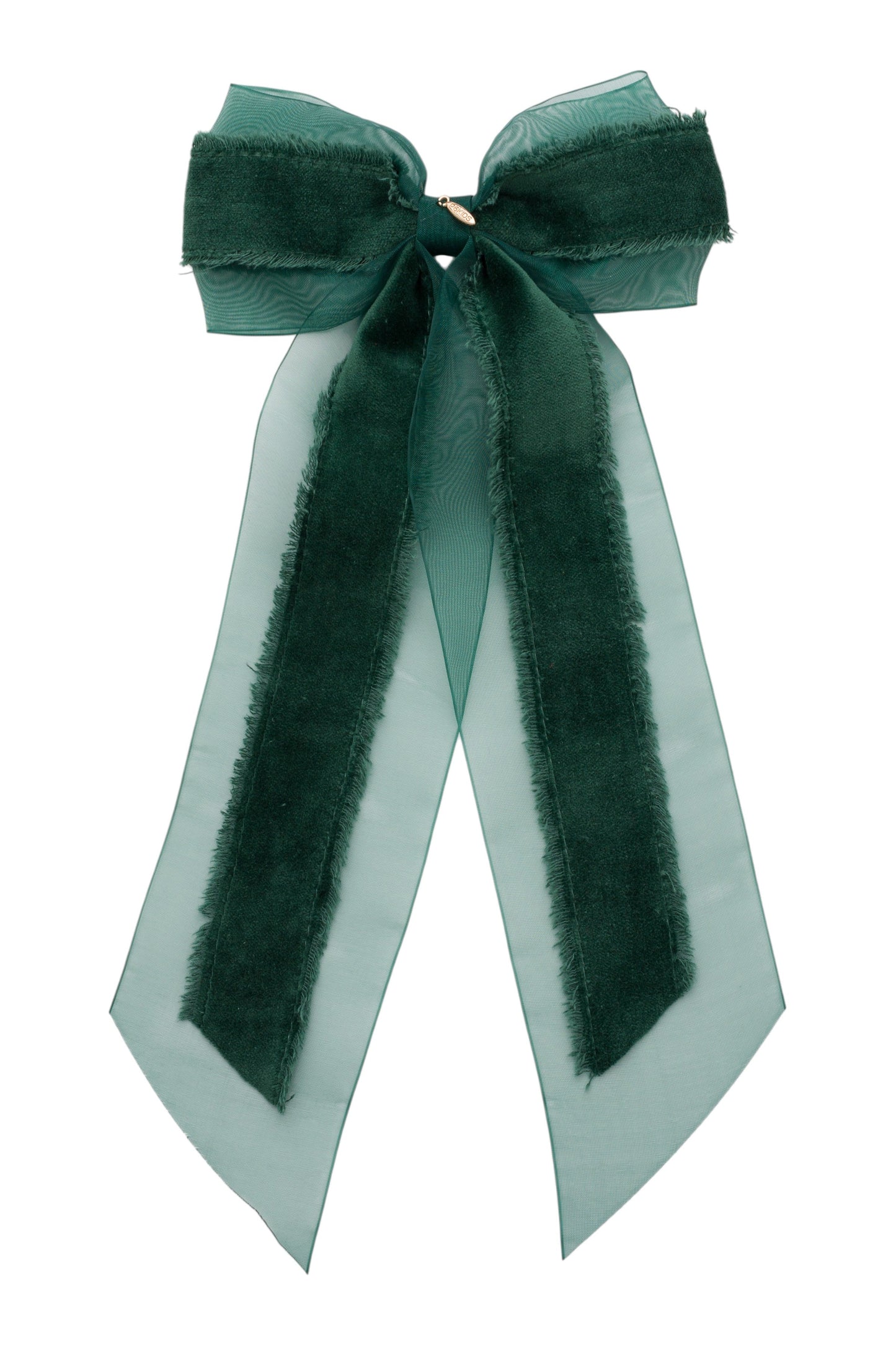 Primrose Princess Long Tail Bow Clip - Spruce Green (Handmade in the USA!)