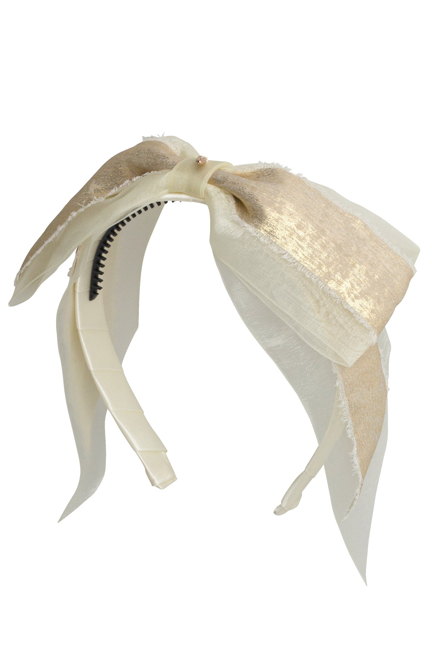Primrose Bow Headband - Ivory/Gold