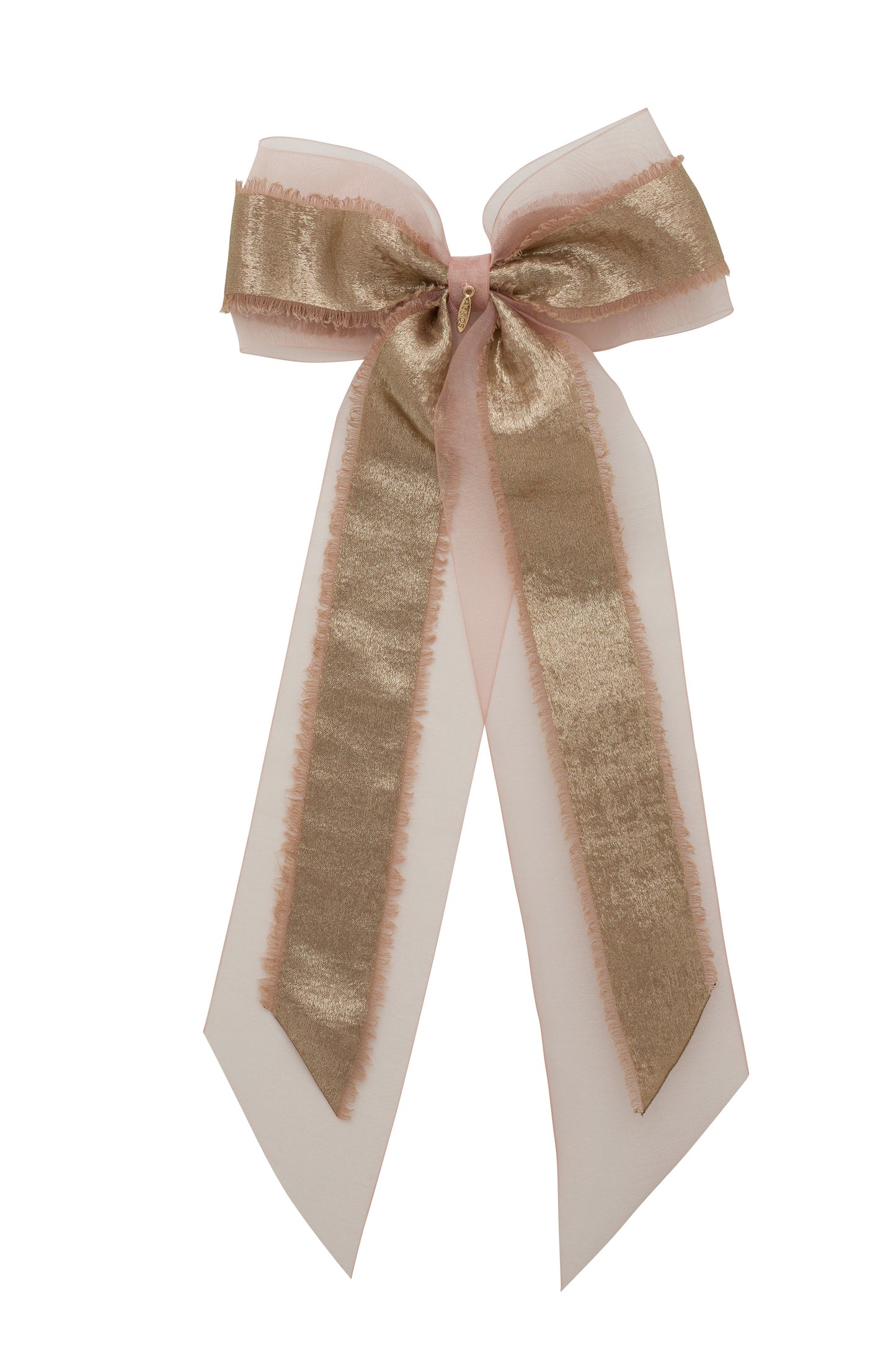 Primrose Princess Long Tail Bow Clip - Sweet Nectar/Metallic