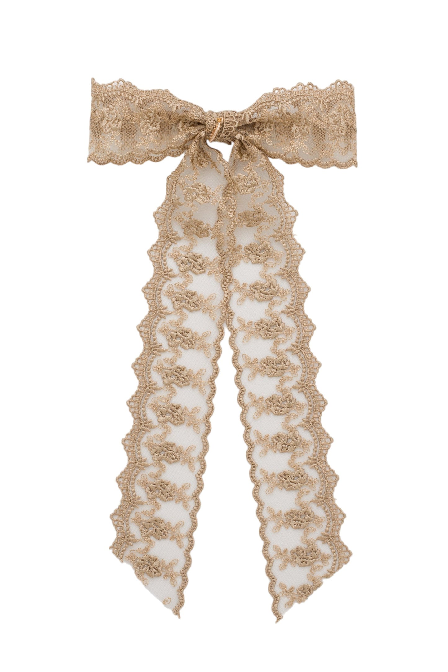 Princess Lace Long Bow Clip - New Gold