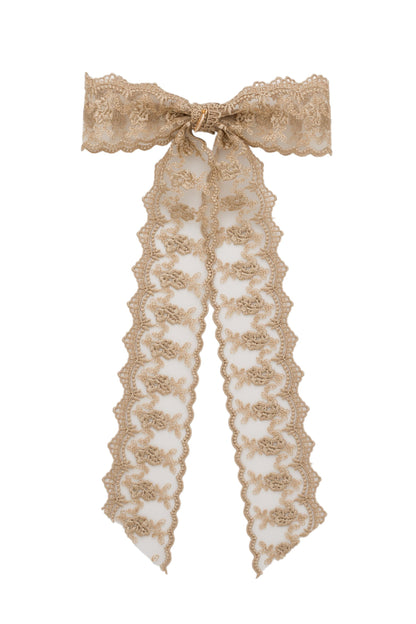 Princess Lace Long Bow Clip - New Gold