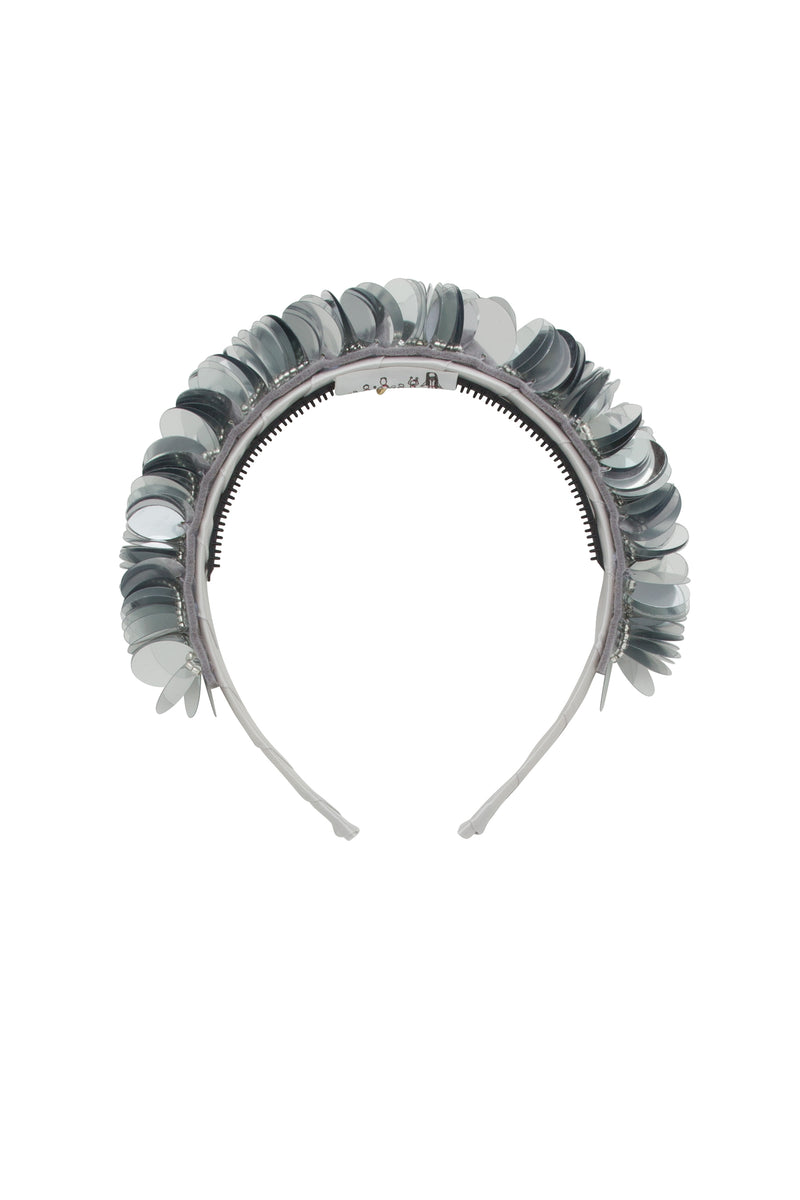 Sequin Blooms Headband - Silver