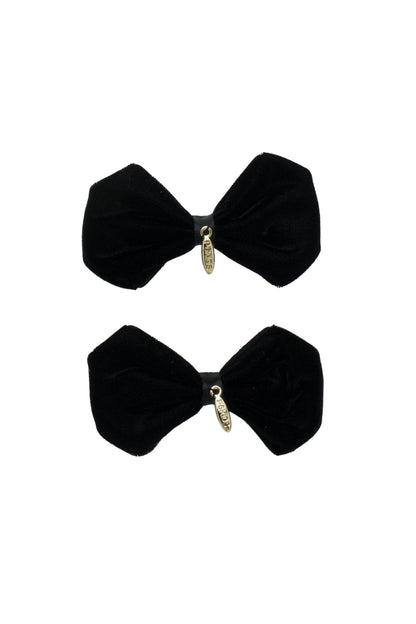 Tendu Velvet Bow Clip Set - Black