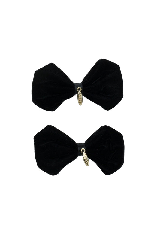 Tendu Velvet Bow Clip Set - Black