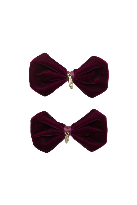 Tendu Velvet Bow Clip Set - Burgundy Wine