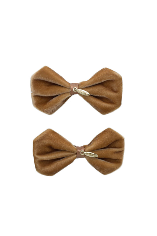 Tendu Velvet Bow Clip Set - Golden
