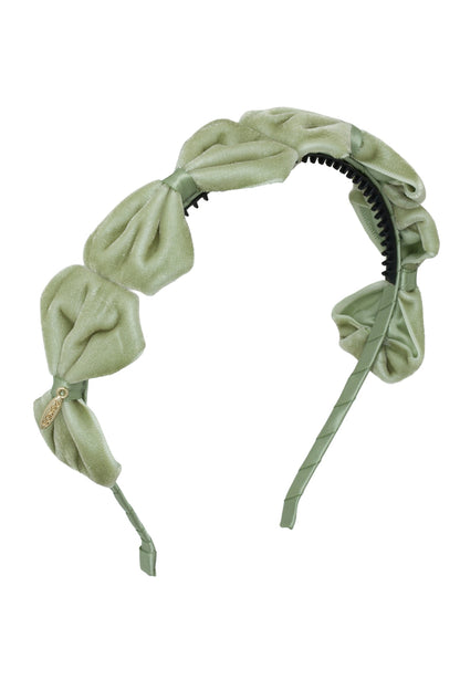 Tendu Velvet Bow Headband - Antique Green