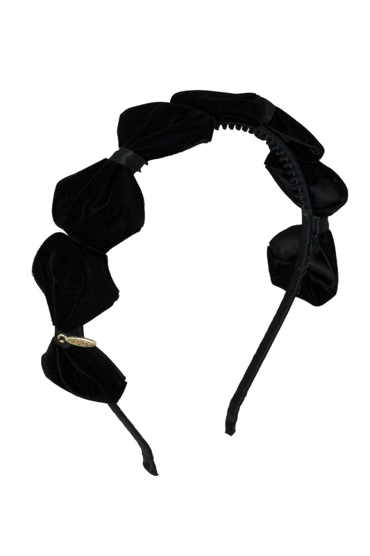 Tendu Velvet Bow Headband - Black