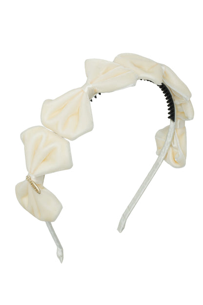 Tendu Velvet Bow Headband - Ivory