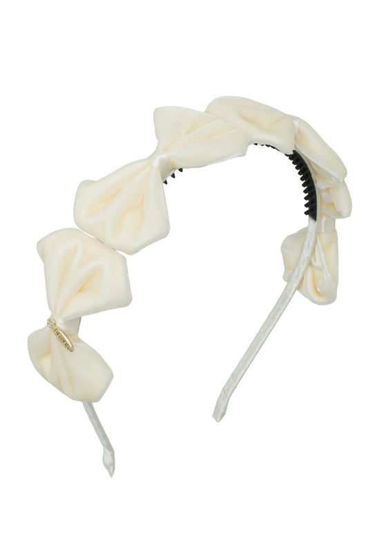 Tendu Velvet Bow Headband - Ivory