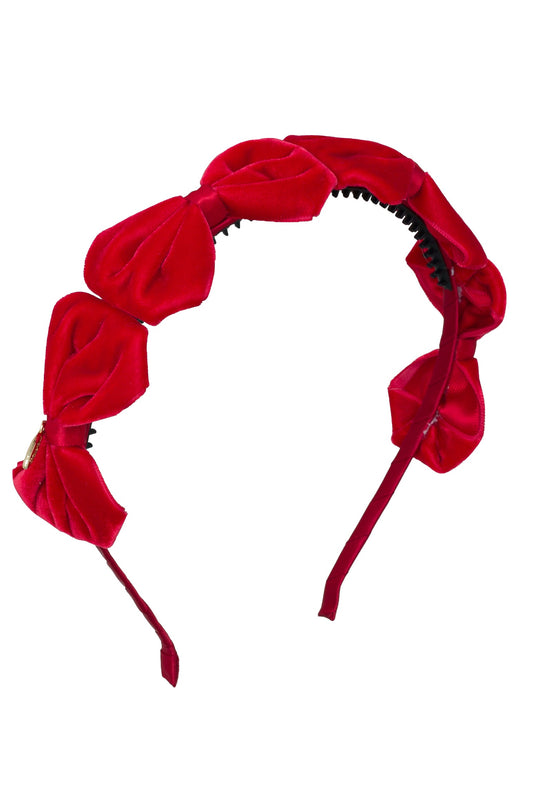 Tendu Velvet Bow Headband - Red