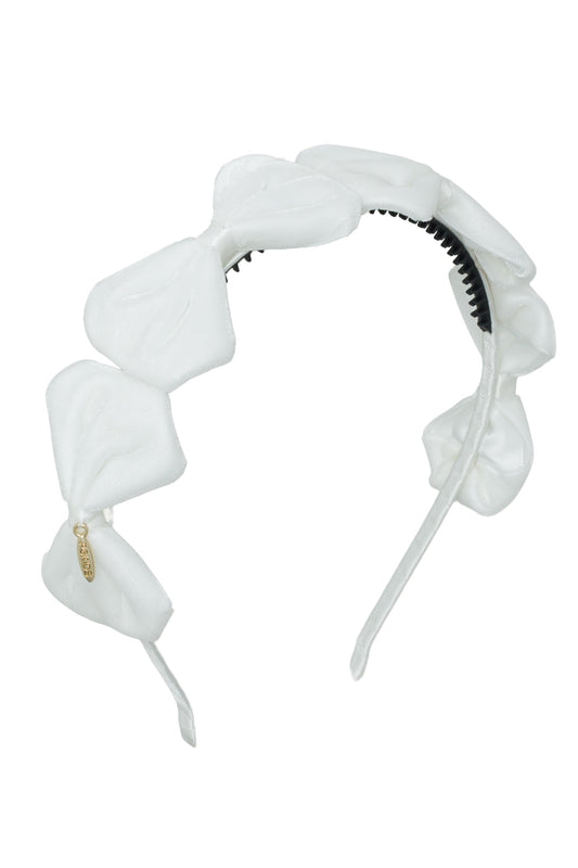 Tendu Velvet Bow Headband - White