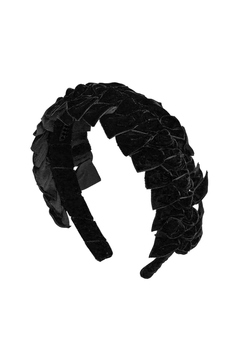 Velvet Ties Ribbon Headband - Black
