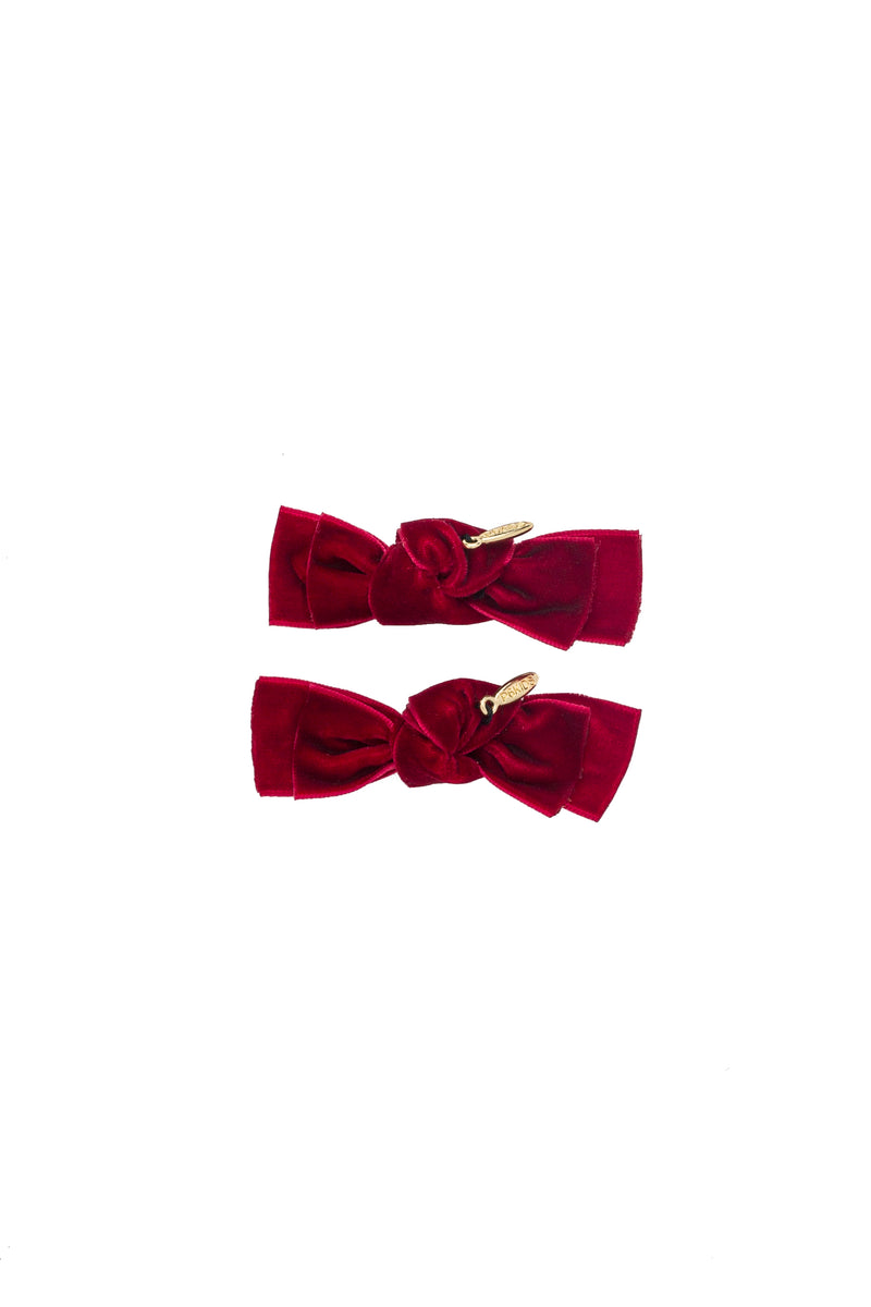 Velvet Ties Clip Set of 2 - Red