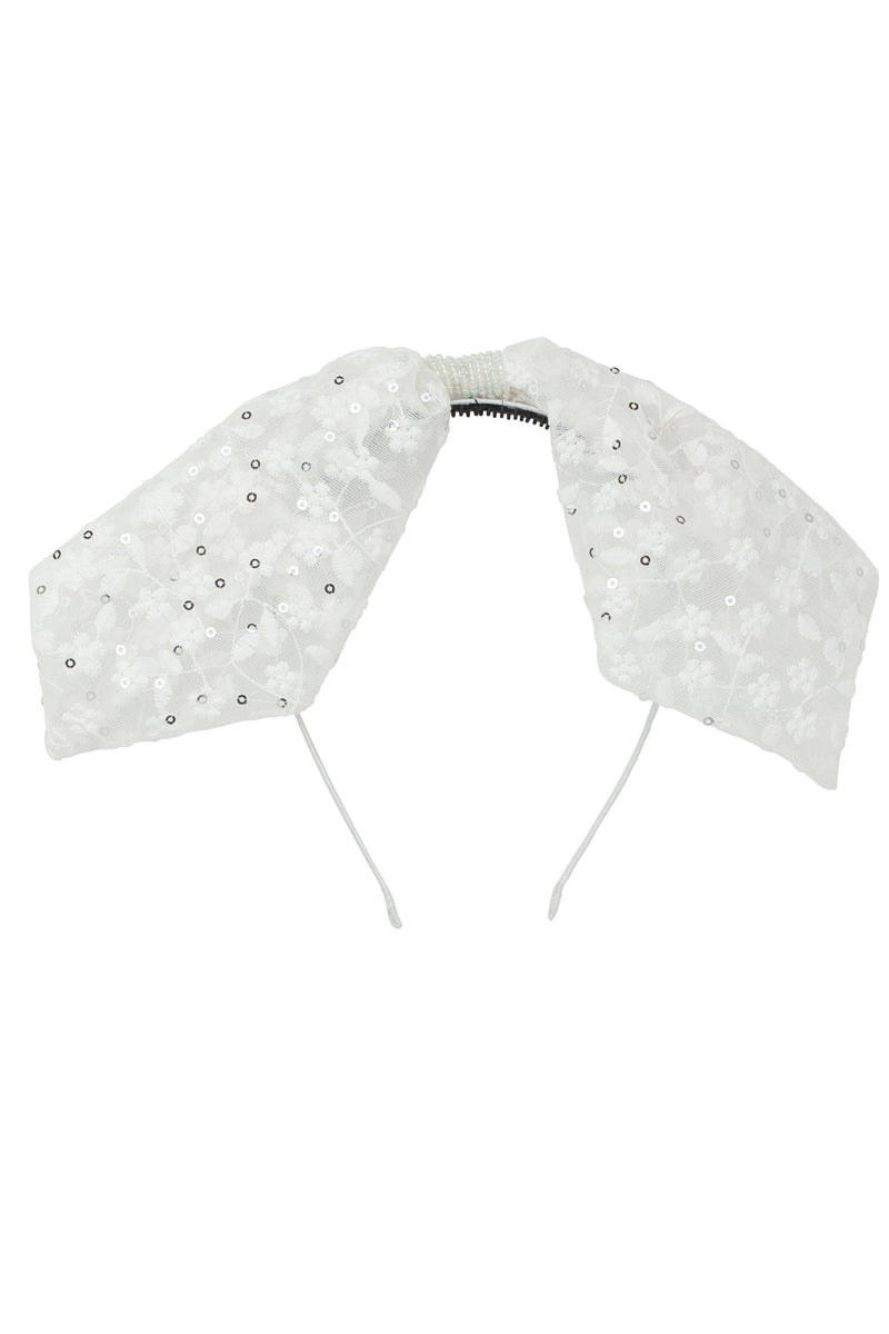 Ballroom Tapered Headband - White Brocade