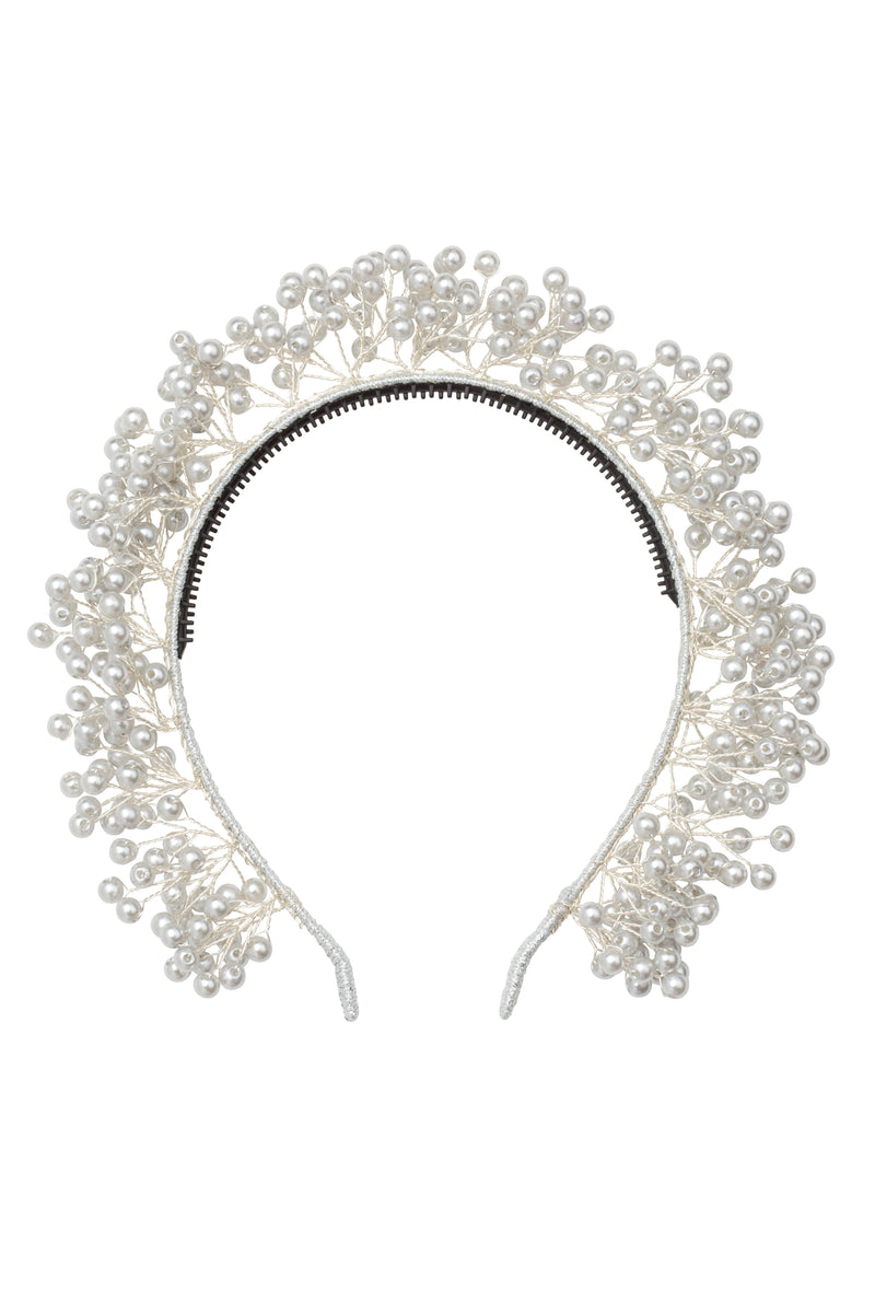 Baby's Breath Royal Headband - Silver Pearl