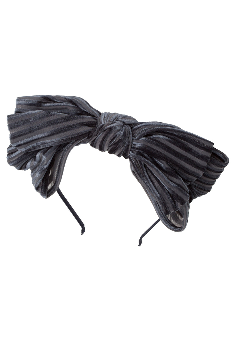 Floppy Velvet Stripe Headband - Charcoal - PROJECT 6, modest fashion