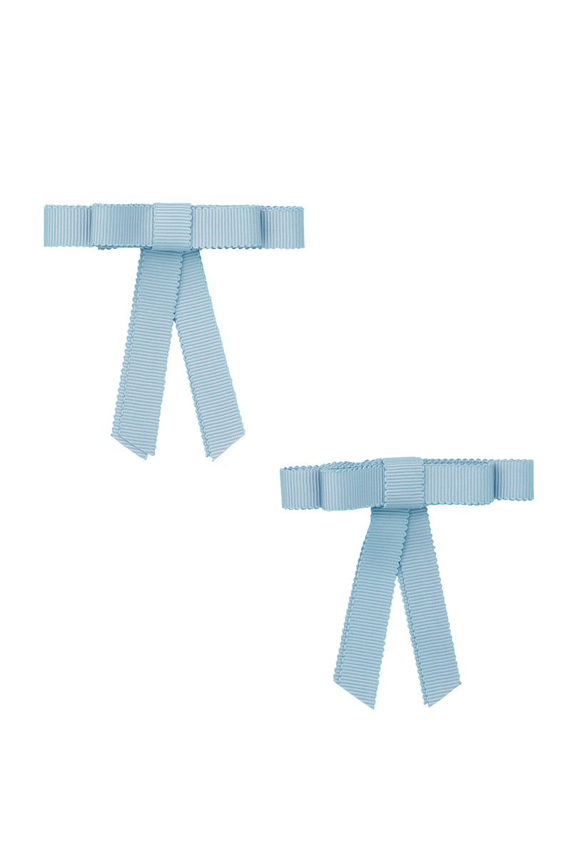 Grosgrain Bow Clip Set (2) - Light Blue