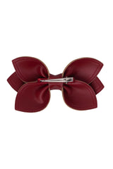 Growing Orchid Clip/Bowtie - Burgundy Leather