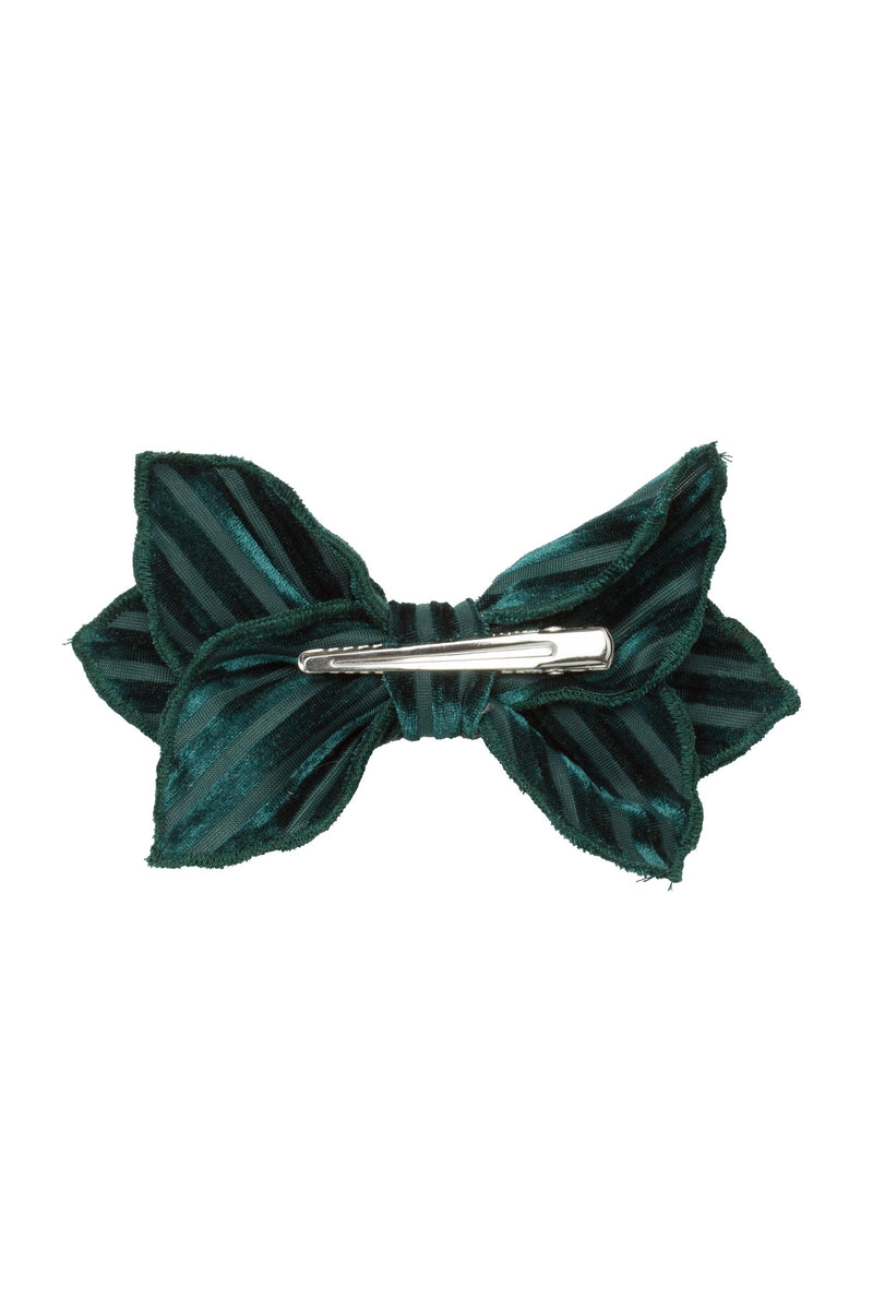 Growing Orchid Clip - Hunter Green Velvet Stripe - PROJECT 6, modest fashion