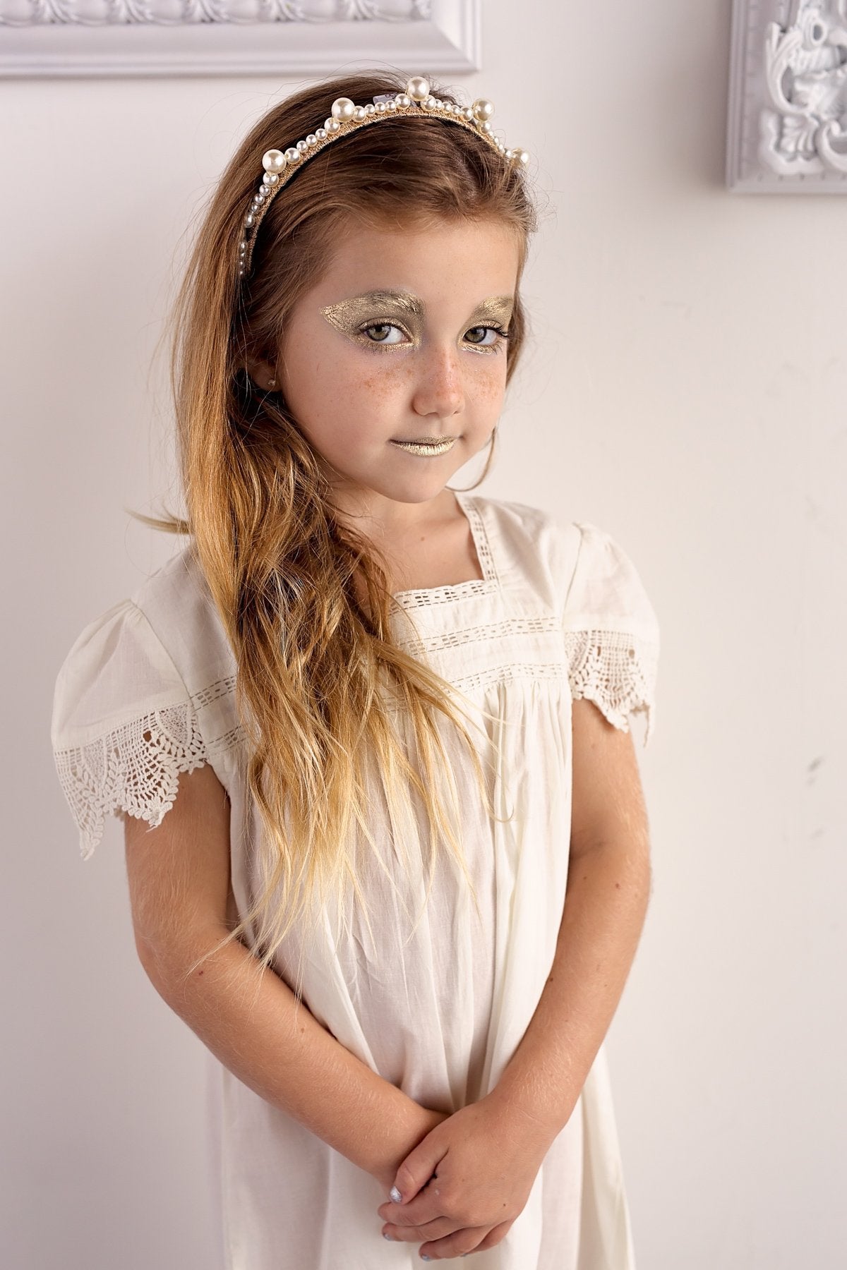 Triple Cluster Pearl Headband - Gold/Ivory - PROJECT 6, modest fashion