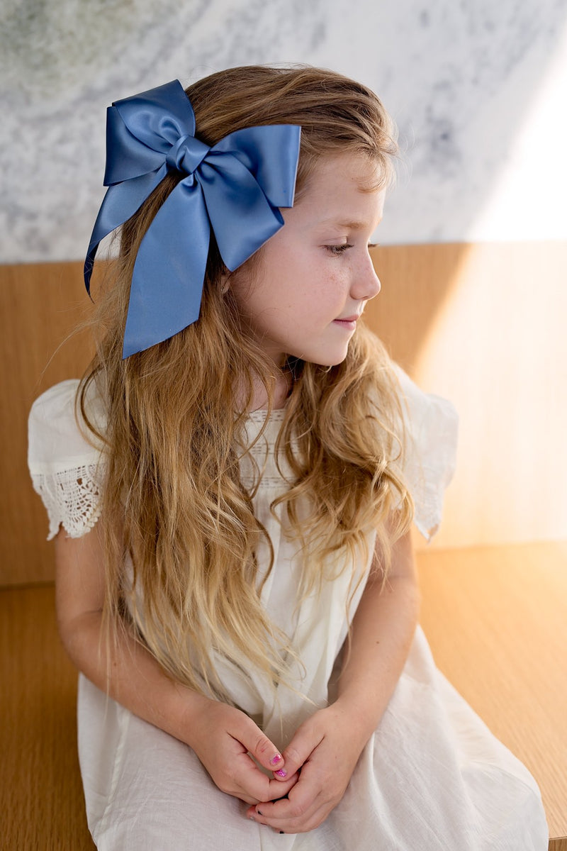 Oversized Bow Pony/Clip - White - PROJECT 6, modest fashion