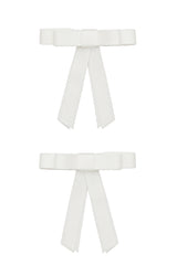 Grosgrain Bow Clip Set (2) - White