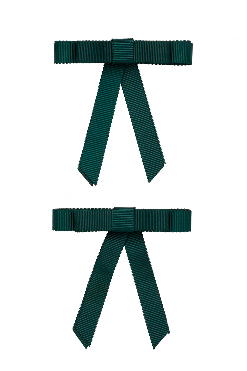 Grosgrain Bow Clip Set (2) - Spruce