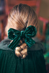 Party Bow Clip - Charcoal Velvet Stripe - PROJECT 6, modest fashion