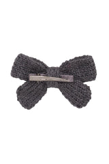 Knitted Sweet Bow Clip - Charcoal