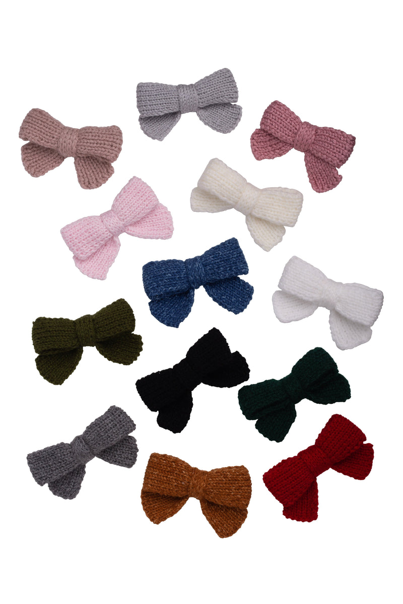 Knitted Sweet Bow Clip - Deep Sage