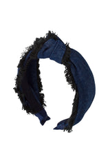 Knot Fringe Headband - Dark Blue Denim - PROJECT 6, modest fashion