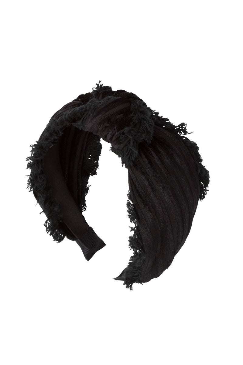 Knot Fringe Headband - Black - PROJECT 6, modest fashion