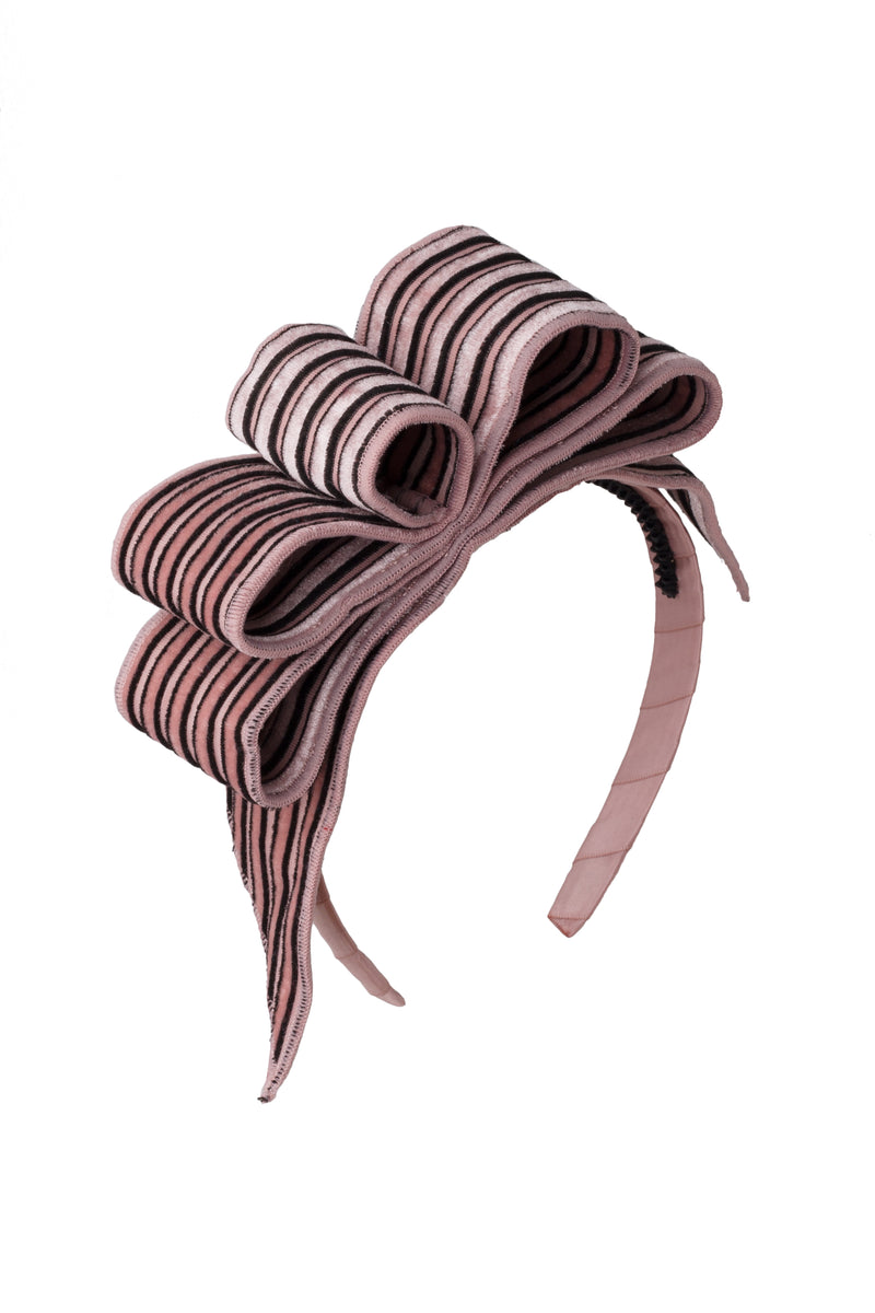 Loop Headband - Velvet - Pink/Black Lines