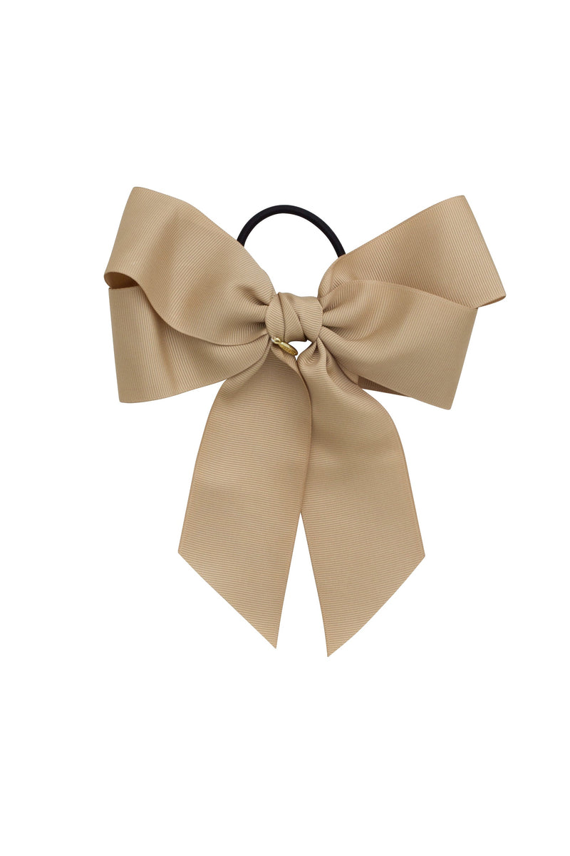 Oversized Bow Pony/Clip - Candied Ginger Grosgrain