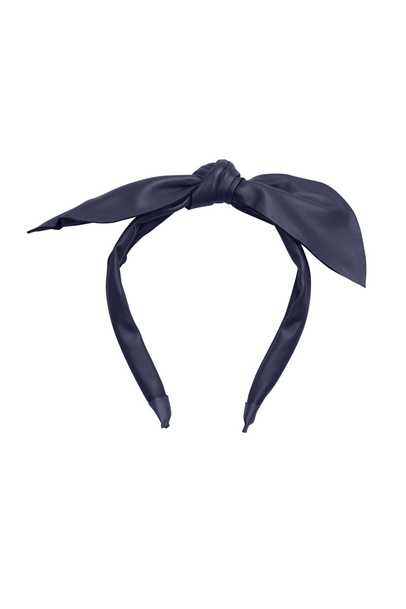 Perfect Leather Pointy Bow Headband - Navy - PROJECT 6, modest fashion