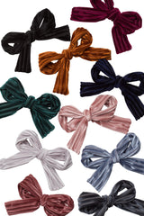 Party Bow Clip - Rust Velvet Stripe - PROJECT 6, modest fashion