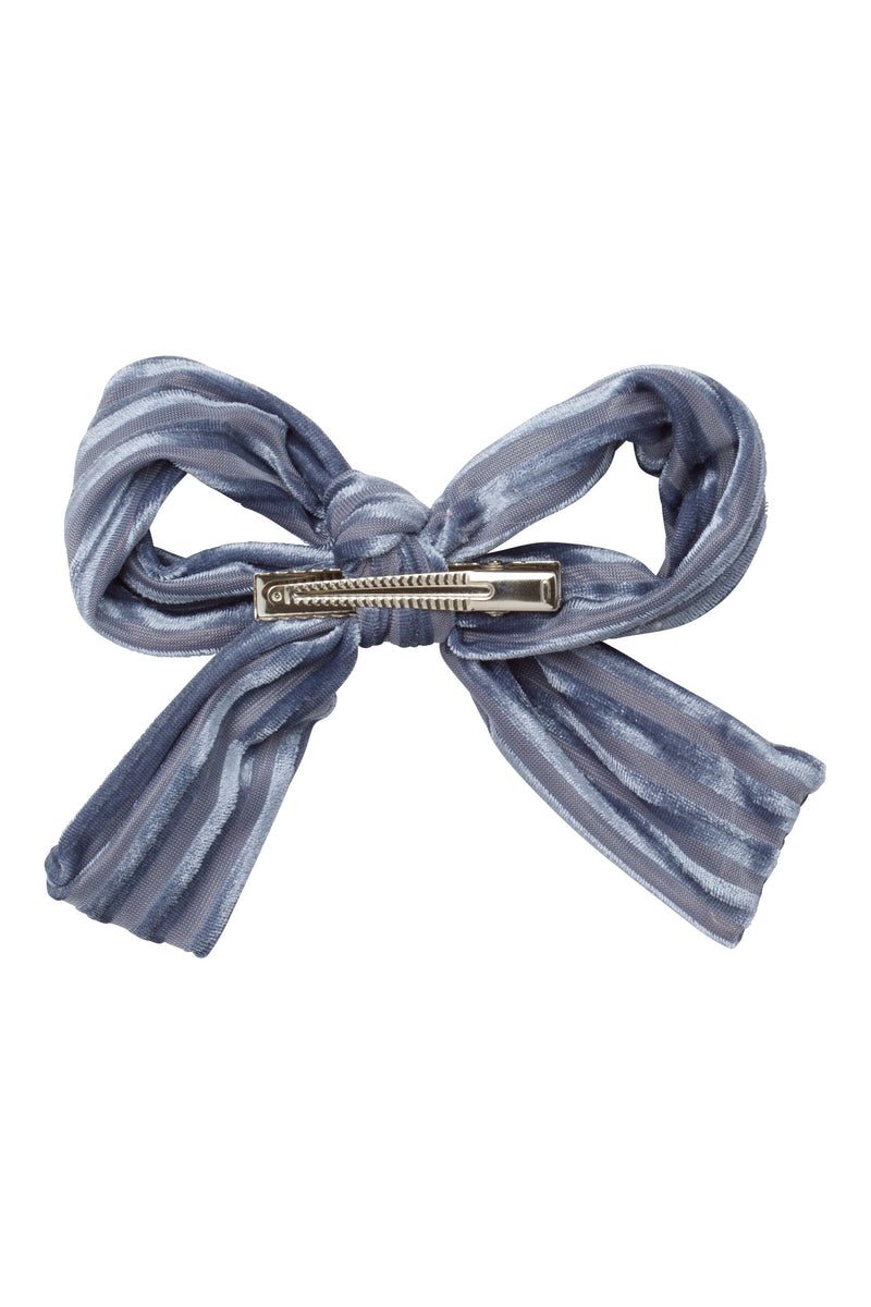 Party Bow Clip - Blue Velvet Stripe - PROJECT 6, modest fashion