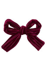 Party Bow Clip - Burgundy Velvet Stripe - PROJECT 6, modest fashion