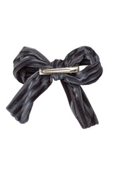 Party Bow Clip - Charcoal Velvet Stripe - PROJECT 6, modest fashion