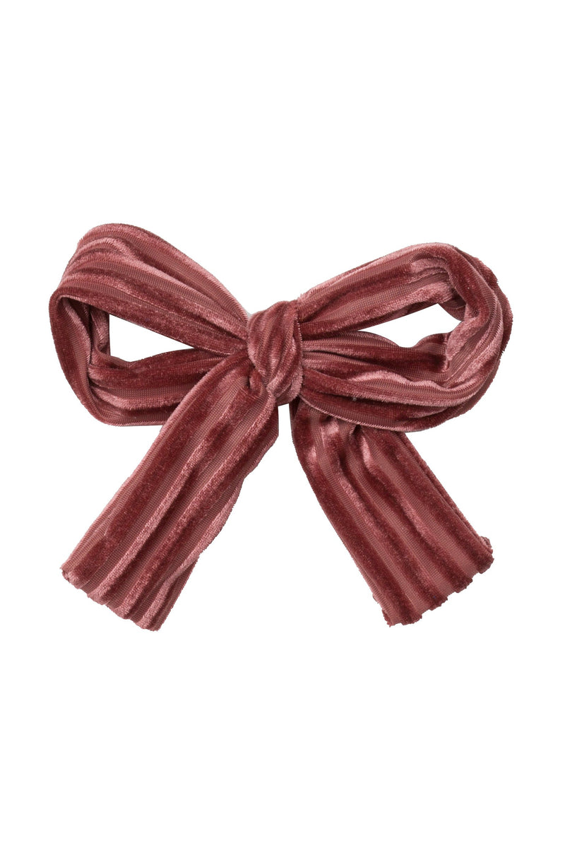 Party Bow Clip - Rose Velvet Stripe - PROJECT 6, modest fashion