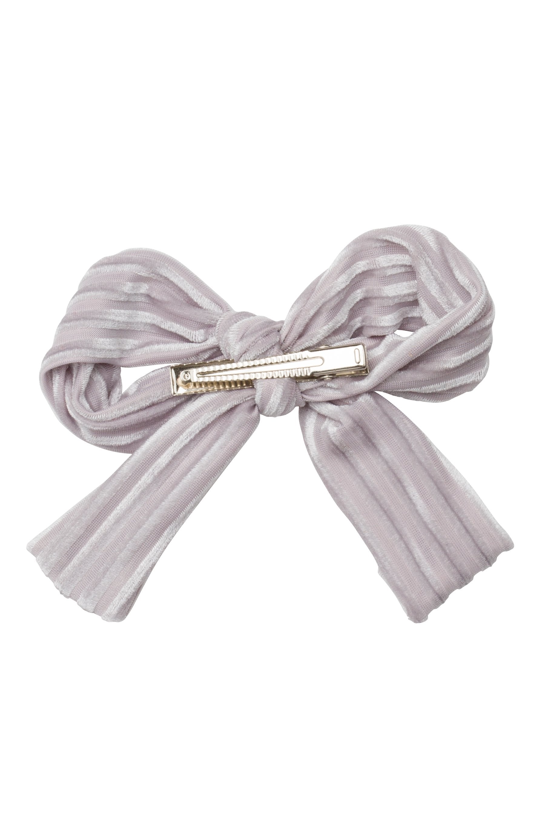 Party Bow Clip - Silver Velvet Stripe - PROJECT 6, modest fashion