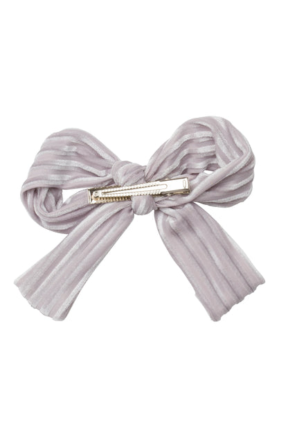 Party Bow Clip - Silver Velvet Stripe - PROJECT 6, modest fashion