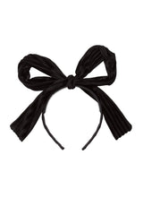 Party Bow Headband - Black Velvet Stripe - PROJECT 6, modest fashion