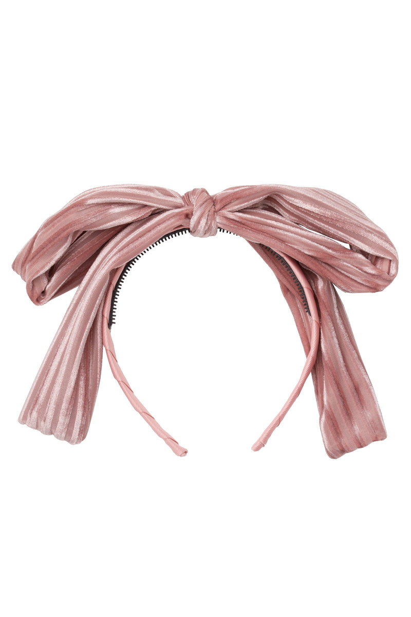 Party Bow Headband - Blush Velvet Stripe - PROJECT 6, modest fashion