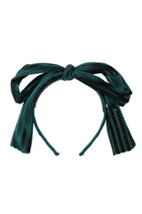 Party Bow Headband - Hunter Green Velvet Stripe - PROJECT 6, modest fashion