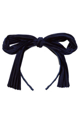 Party Bow Headband - Navy Velvet Stripe - PROJECT 6, modest fashion