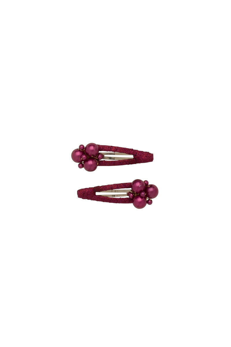 Pearl Lily Clip Set of 2 - Purple Raspberry